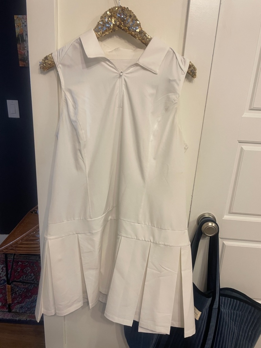 all in motion White Sleeveless Pleated Mini Dress